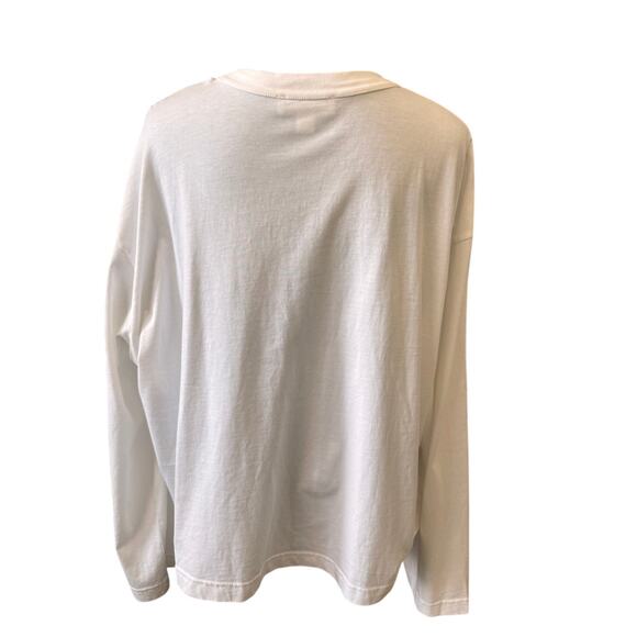 TREASURE & BOND Women's White Raglan Sleeve Top Button Henley Thermal Size 1X - Picture 3 of 5
